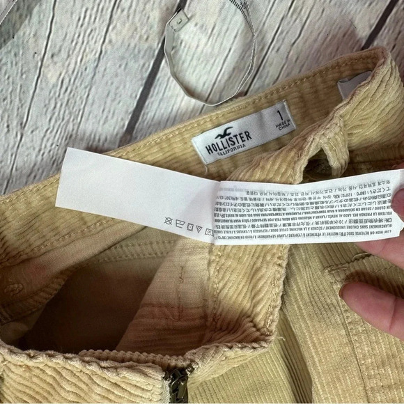 hollister tan corduroy mini skirt front zip sz 1 boho western - Picture 7 of 7
